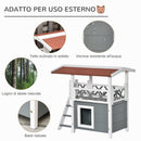 Cuccia per Gatti 77x50x73 cm con Terrazza e Scaletta Grigia