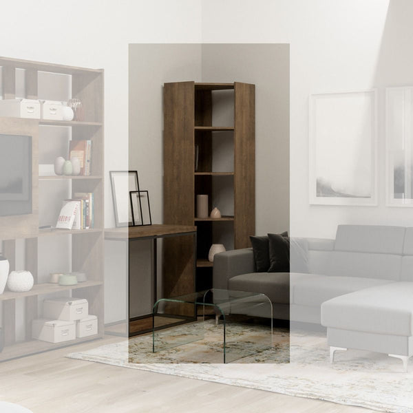 acquista Libreria Angolare Moderna 5 Ripiani 60,3x60,3x205 cm in nobilitato Noce
