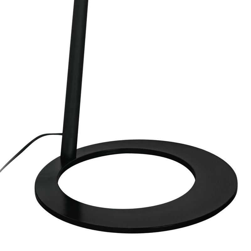 Piantana Nera Metallo Base Anello Paralume Tessuto Lampada da Terra Moderna E27