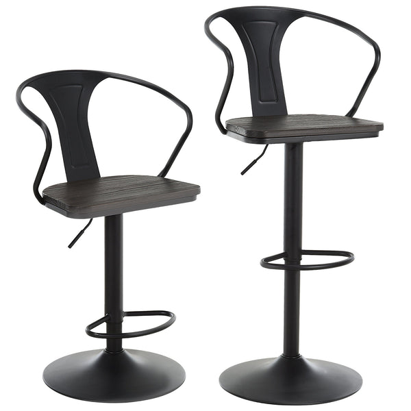 Lot de 2 Tabourets de Bar Hauts en Acier Noir et Bois acquista