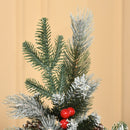 Albero di Natale Artificiale Innevato 150 cm 440 Rami con Bacche Rosse e Pigne Verde