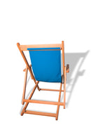 Sedia Sdraio Pieghevole Regolabile in Legno Marea Tessuto Acrilico Blu