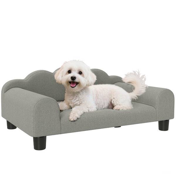 Cuccia Divano per Cani con Braccioli 66x42x28,5 cm in Tessuto French Terry Grigio sconto