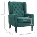 Poltrona per Salotto in Stile Francese 74x86x102 cm Rivestimento Effetto Lino Verde Scuro   