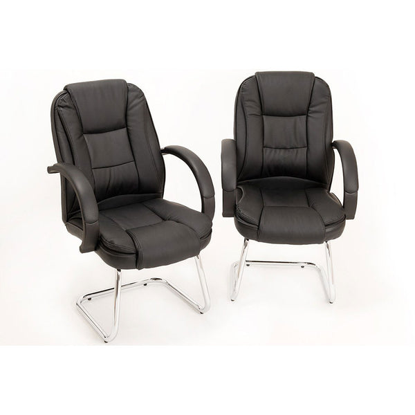 acquista Paire de fauteuils visiteurs Bozzini en similicuir noir fumé