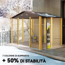 Casetta da Giardino Porta Attrezzi con Doppia Porta Scorrevole 278x195x215 cm con Pannelli in Acciaio Effetto Legno Marrone 