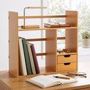 Organizer da Scrivania Reversibile 48x19,5x46 cm con 2 Cassetti Portaoggetti Multifunzionale in Bambù      