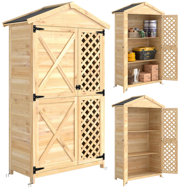 online Armadio Esterno 101,5x49x176 cm con Porta Ventilata e Kit Antiribaltamento in Legno di Abete Naturale