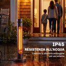 Stufa Elettrica a Infrarossi Oscillante 2000 W 29,5x29,5x84 cm con Telecomando in Alluminio Nero      