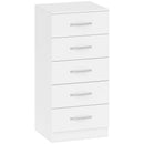Cassettiera 5 Cassetti 40x35x85 cm dallo Stile Moderno in Truciolato Bianco      