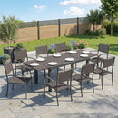 Set  9 Pezzi Pranzo da Esterno con Tavolo Estensibile in Alluminio e 8 Sedie Grigio      