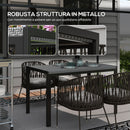 Tavolo da Giardino per 4 Persone con Struttura in Metallo 120x70x72 cm in Rattan PE Grigio