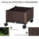 Fioriera da Esteno con Ruote e Disco Auto Irrigante 40x40x31,5 cm in Plastica Marrone
