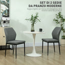 Set 2 Sedie da Pranzo Imbottite Schienale Ergonomico in Velluto Grigio   