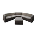 Set Salotto da Giardino in PVC Rattan Divano 5 Posti e Pouf Taddei Atlas Marrone