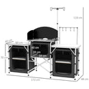 Cucina da Campeggio Pieghevole 172x48x119 cm con Ripiani e Ganci Nero   