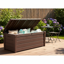 Baule Cassapanca da Esterno 145x60,3x69,7 cm in Resina Effetto Legno Keter Brightwood Marrone