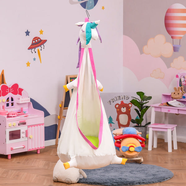 Chaise suspendue enfant licorne 70x150 cm en coton avec coussin blanc acquista