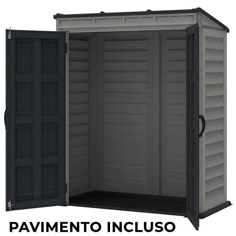 Casetta da Giardino Porta Attrezzi 91x170x202 cm in PVC Grigio/Grigio Scuro