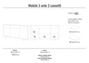 Mobile 3 Ante 3 Cassetti 164x92x41 cm Ossido Bianco/Bianco Lucido