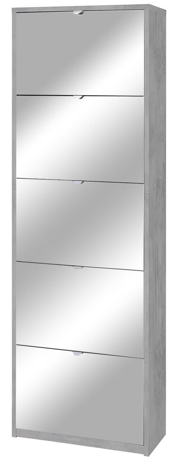 Meuble à Chaussures 5 Portes avec Miroir 63x190x29 cm Ciment online