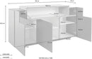 Credenza 4 Ante 160x45x86 cm Coro 3A Bianco Lucido/Bianco  