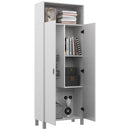 Mobile Multiuso 2 Ante 70x35x188 cm Ripiani Regolabili in Truciolato Bianco