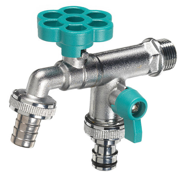 acquista Robinet à bille double pour fontaine de jardin avec fleur et levier coloré Belfer RUB/030 Turquoise
