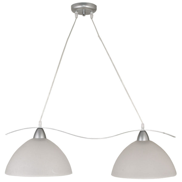 acquista Suspension 2xE27 Argent Cadre Blanc Albâtre Verre E-Energy Mattia