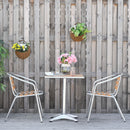Set Tavolo e 2 Sedie da Giardino in Alluminio Effetto Legno