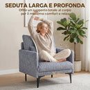 Poltrona Salotto Imbottita 73x80x80 cm con Braccioli Cuscino Lombare e Seduta Ampia in Tessuto Effetto Lino Blu      