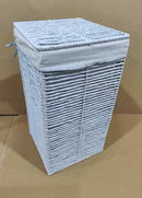 Cesto Portabiancheria paper hilary bianco quadro pieghevole cm 31x31xh60