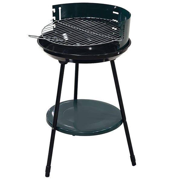 acquista Barbecue a Carbone Carbonella Rotondo Ø42x77 cm con Vassoio in Acciaio al Carbonio Verde