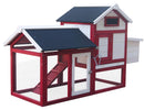 Pollaio da Giardino 152x62x92 cm Per 3 Galline in Legno Rosso e Bianco