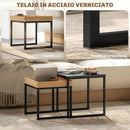 Set 2 Tavolini con Gambe a U Impilabili in Legno e Acciaio   