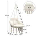 Amaca Poltrona Sospesa in Stile Boho 80x60x40 cm con Cuscino Bianco Crema   