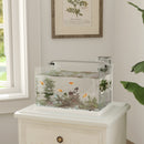 Acquario in Vetro con Luci LED da 20L 38x26x27 cm Filtro e Pompa d'Acqua Bianco   