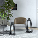 Set 2 Camini a Bioetanolo da Terra e da Tavolo con Vetro in Acciaio Nero