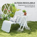 Tavolino da Giardino Pieghevole 76x50x74 cm con Altezza Regolabile in Metallo e HDPE Bianco  