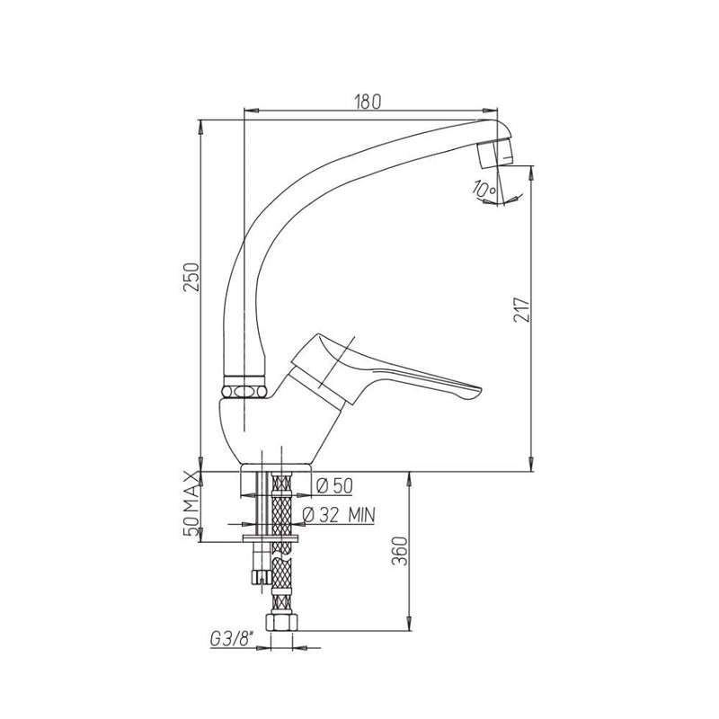 Rubinetto Cucina Miscelatore Monocomando Lavello Girevole in Ottone Paini Cromato Satinato