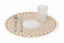 Set 6 Tovagliette in Juta con Pon Pon Ø38 cm Villa d'Este Home Tivoli White