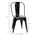Set 4 Sedie da Cucina Impilabili 53x45x85 cm in Acciaio Nero