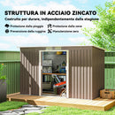 Ripostiglio da Giardino 280x130x172 cm con 2 Prese d'Aria e 2 Porte Scorrevoli in Acciaio Marrone Legno      