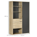 Credenza Moderna da Cucina 110x41,5x180 cm con Armadietto Cassetto e Porta Calici in MDF Legno Naturale e Grigio
