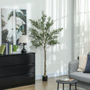 Pianta Artificiale di Olivo Alta 180 cm con 900 Foglie e 40 Olive Vaso Incluso Nero   