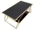 Tavolo da Caffé Sunshine 110x60x45 cm in Ferro e Specchio Oro e Nero