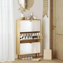 Scarpiera Slim con 3 Cassetti Ribaltabili per 24 Paia di Scarpe 80x24x127 cm Design Moderno in MDF Bianco  