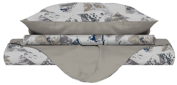 Housse de couette avec taies d'oreiller imprimées en microfibre Urban Blue Différentes tailles sconto