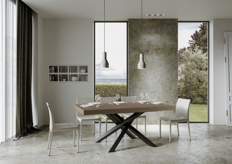 Tavolo Allungabile 200-304x90x77 cm Volantis Tortora Telaio Antracite 