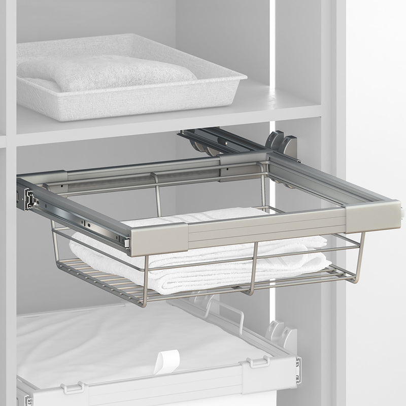 Kit Cassetto Metallico con Guide Regolabile Modulo di 900 mm Acciaio e Alluminio Grigio Emuca